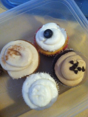 Blueberry, Apple Caramel, Peanut Butter Chocolate, Apple Caramel (clockwise)